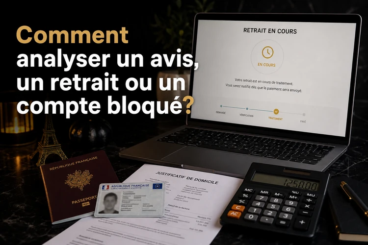Comment analyser un avis, un retrait ou un compte bloqué?